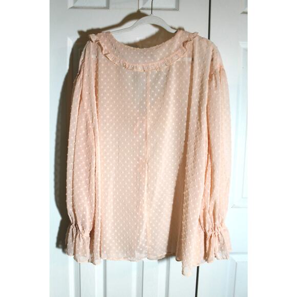 ASOS Pink Clip Dot Tie Front Chiffon Blouse sz 14 US NWT - Picture 2 of 3